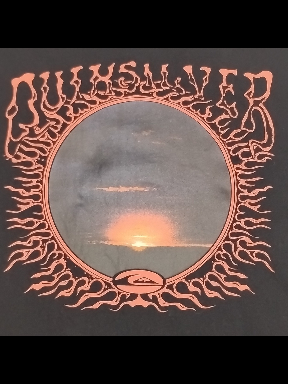 Quiksilver Men's Small Heavy Metal Font Flame Sunset Graphic T-shirt Black